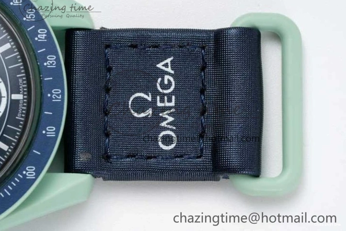 0305 SoftTouch Speedmaster Misson On Earth 1:1 Best Edition Blue Dial On Nylon Strap Quartz 7859